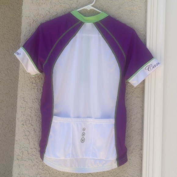 Canari Women's White/Purple Short Sleeve 1/4 Zip Cycle Jersey Size L - Picture 4 of 7